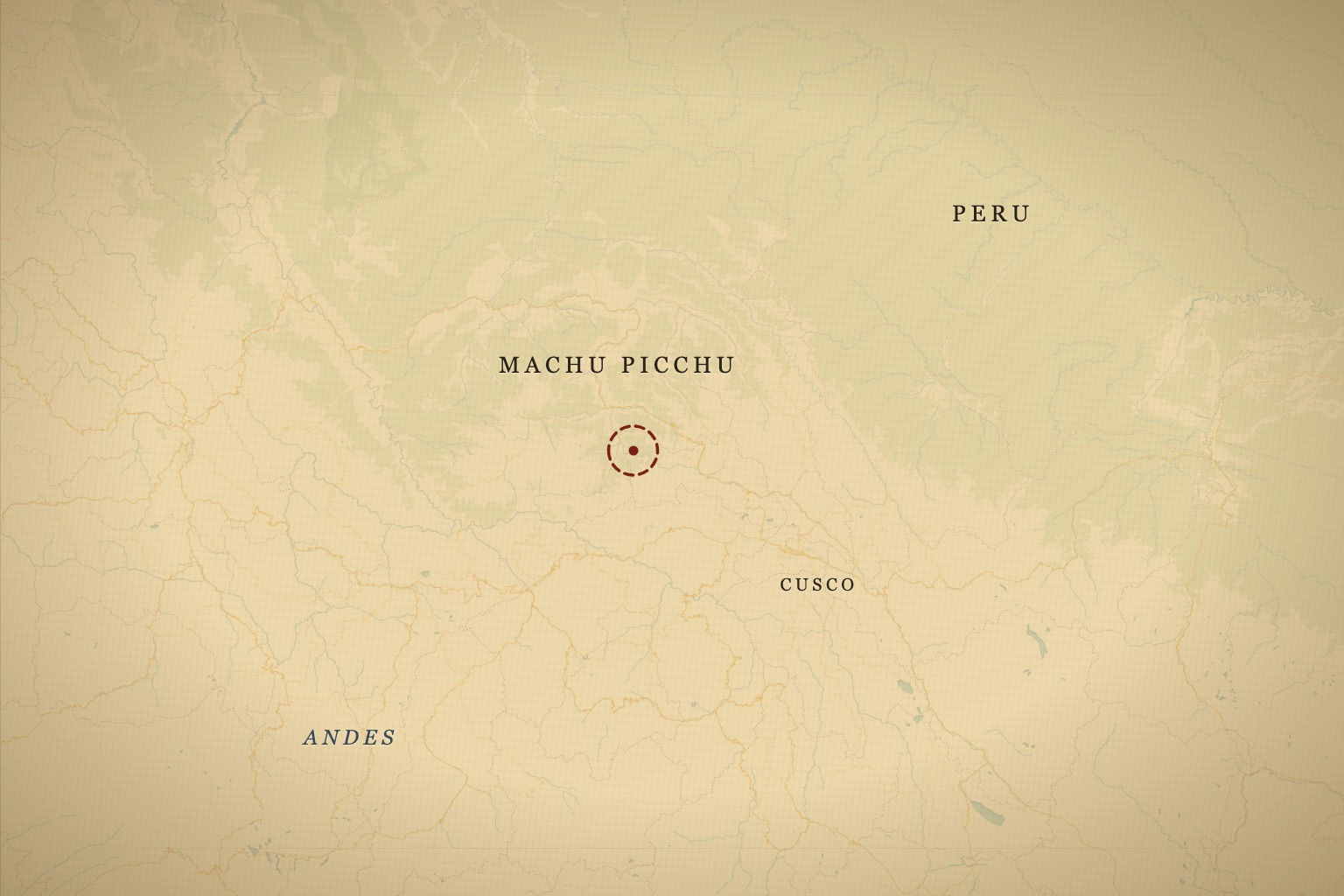 Machu Picchu in the Peruvian Andes, northwest of Cusco. Map data © OpenStreetMap contributors, tiles © CARTO.