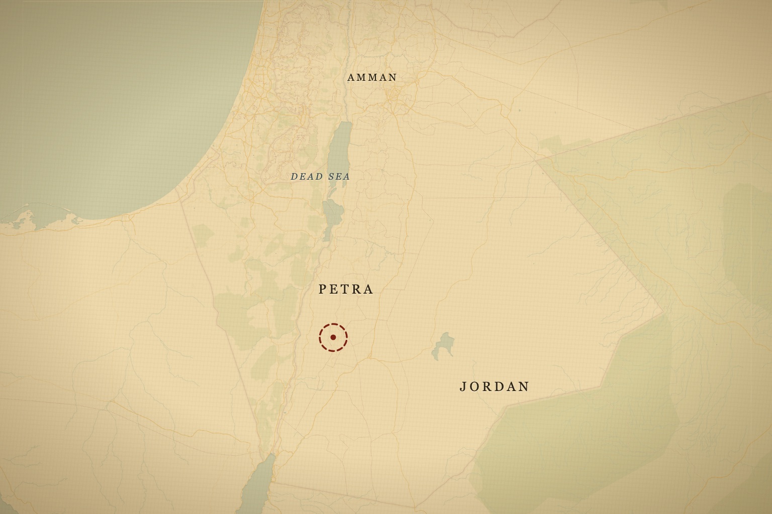 Petra in southern Jordan, south of the Dead Sea. Map data © OpenStreetMap contributors, tiles © CARTO.