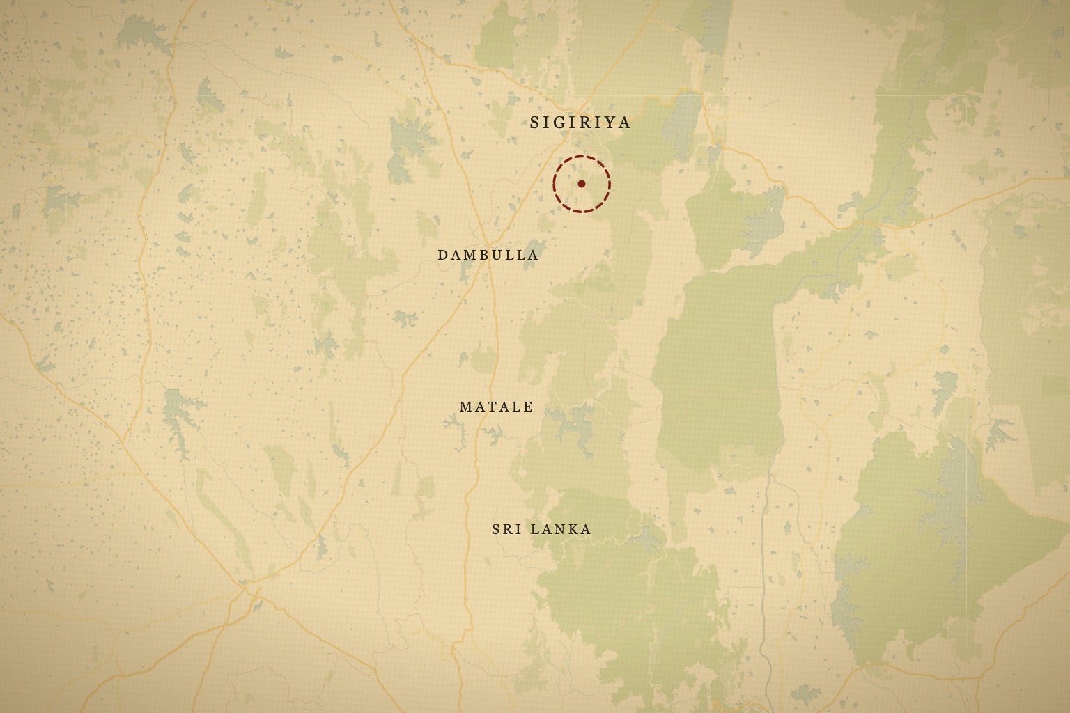 Sigiriya rock column in central Sri Lanka, a 5th-century palace site and ancient Buddhist monastery near Dambulla. Map data © OpenStreetMap contributors, tiles © CARTO.