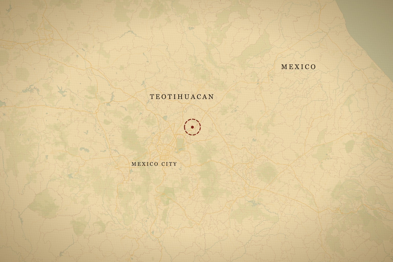 Teotihuacan in the Basin of Mexico, northeast of Mexico City. Map data © OpenStreetMap contributors, tiles © CARTO.